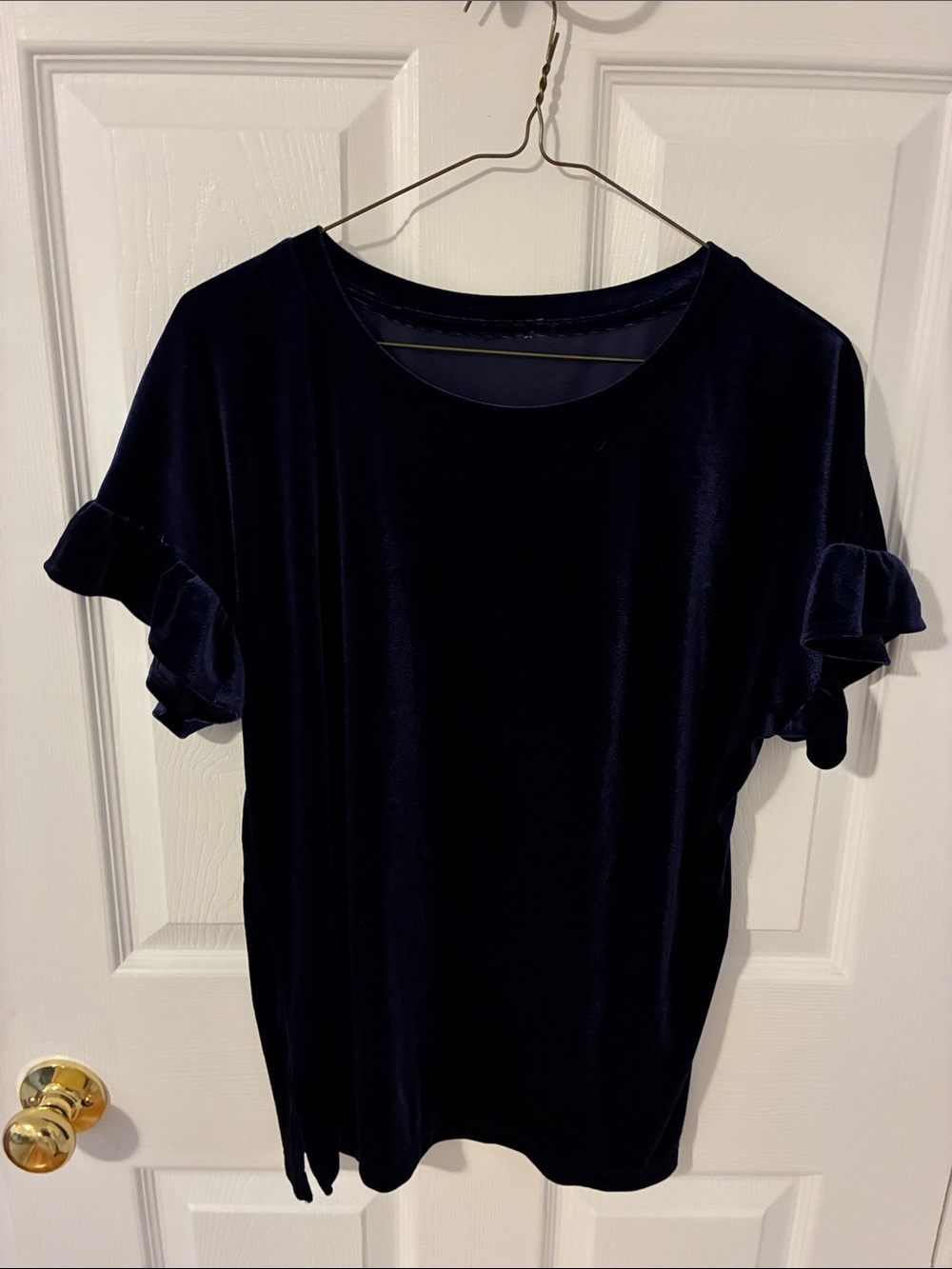 Navy Blue Velvet Like Top